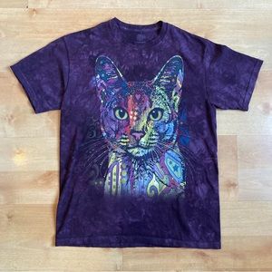 The Mountain Colorful Rainbow Cat Face Tie Dye Shirt